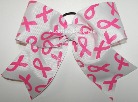 Breast Cancer Pink Glitter Cheer Bow