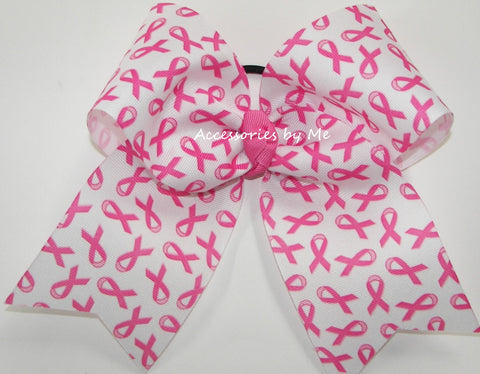Breast Cancer Ribbon Big Cheer Bow