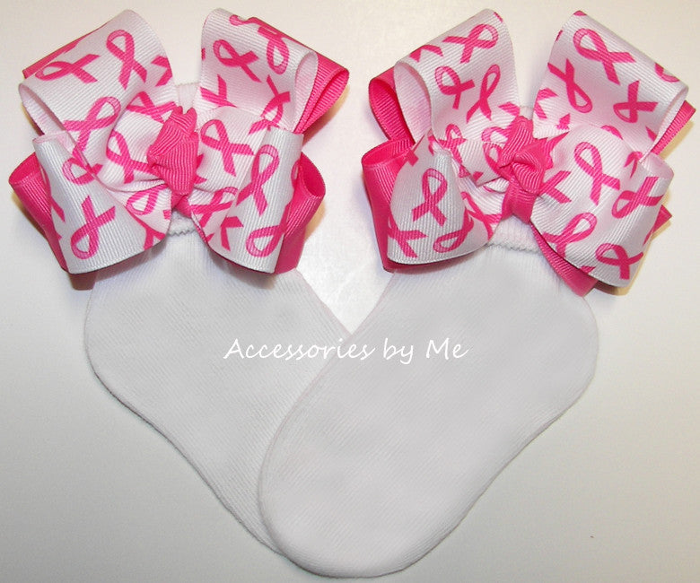 Breast Cancer Awareness Bow Socks - Accessories by Me