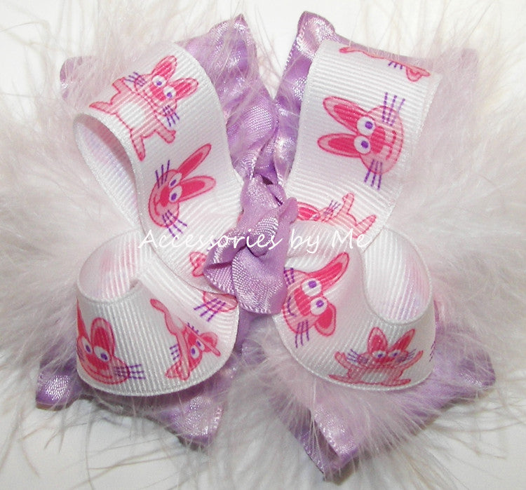 Easter Bunny Marabou Ruffle Hair Bow - Accessories by Me