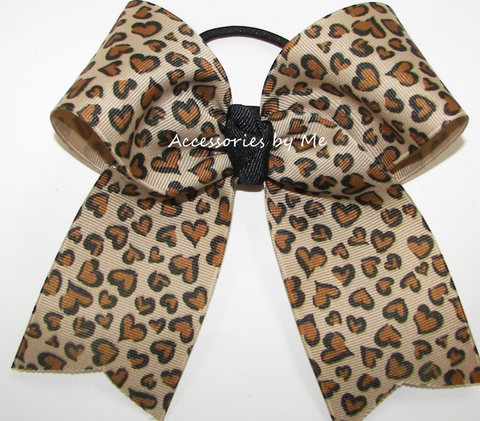 Cheetah Brown Black Cheer Bow
