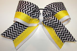 Chevron Yellow Black Big Cheer Bow - Accessories by Me