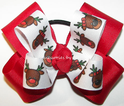 Christmas Rudolph Red Hair Bow