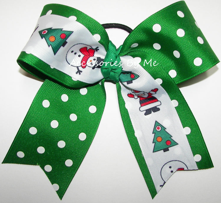 Christmas Themed Green Cheer Bow