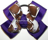 Football Purple Ribbon Hair Bow
