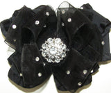 Glitzy Black Organza Ruffle Hair Bow