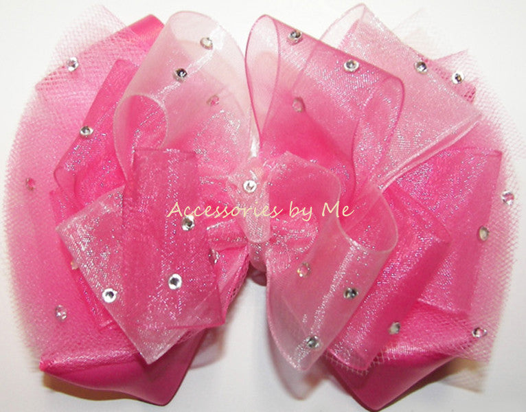 Glitzy Pink Tutu Hair Bow - Accessories by Me