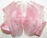 Glitzy Light Pink Organza Satin Hair Bow - Accessories by Me
