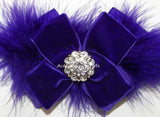 Glitzy Purple Velvet Marabou Satin Hair Bow