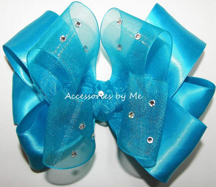 Pageant Turquoise Blue Hair Bow