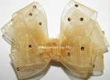 Glitzy Gold Organza Hair Bow 