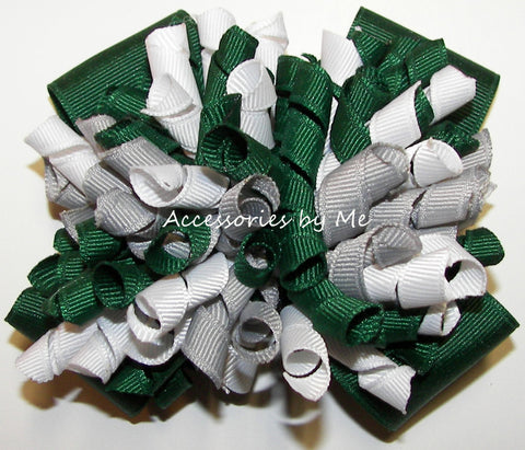 Korkers Green Gray White Cheer Hair Bow