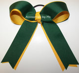 Forest Green Yellow Gold Ponytail Holder Bow