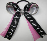 Gymnastics Hot Pink Silver Ponytail Bow