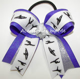 Gymnastics Silver Purple Glitter Ponytail Bow