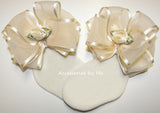 Ivory Organza Satin Rose Buds Bow Socks