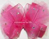 Glitzy Hot Pink Organza Tutu Hair Bow - Accessories by Me