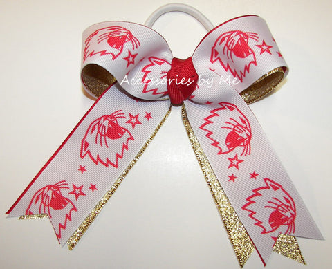 Lions Red Gold Ponytail Holder Bow
