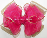 Magenta Pink Gold Hair Bow