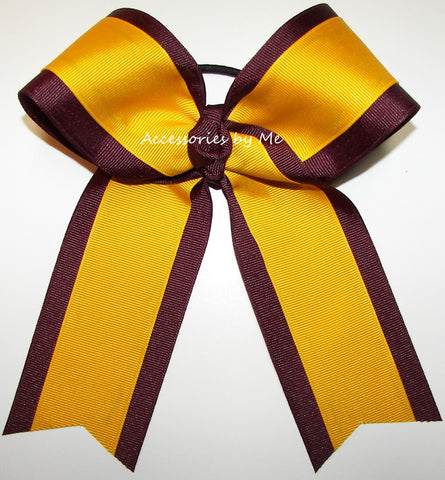 Maroon Yellow Gold Ponytail Holder Bow