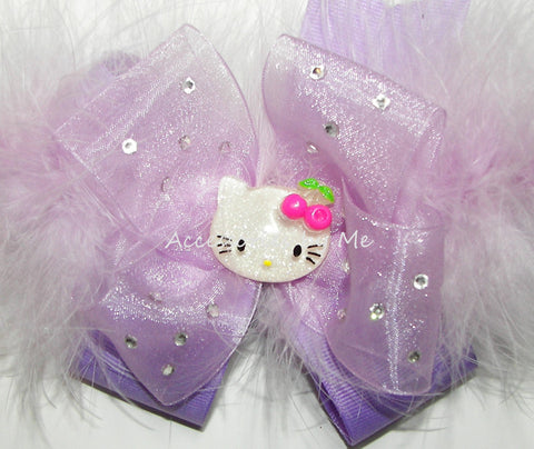 Hello Kitty Lavender Marabou Hair Bow