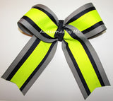 Gray Navy Blue Neon Yellow Ponytail Bow