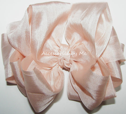 Silk Hair Bows, Flower Girls Blush Silk Bows, Blush Pink Silk Hair Bow –  Accessories by Me, LLC