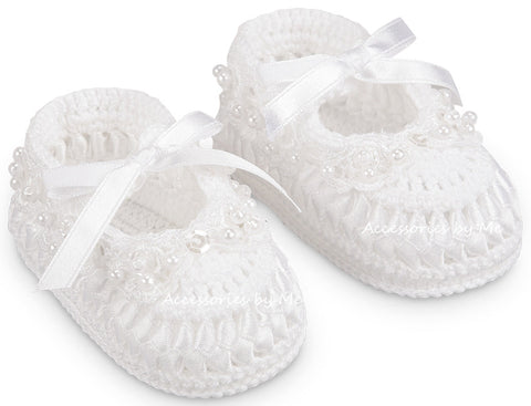 Christening White Pearl Bootie Shoe