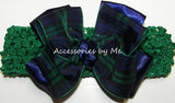 Black Watch Navy Blue Green Bow Headband