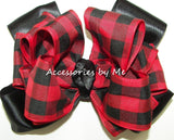 Buffalo Check Red Black Plaid Hair Bow