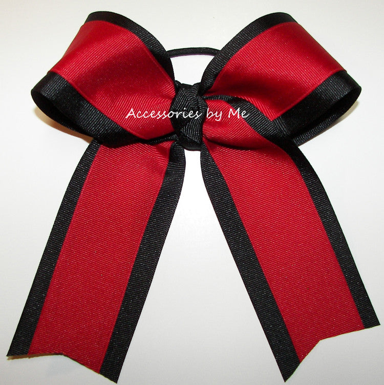 Red Black Ponytail Cheer Bow