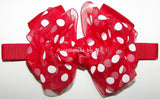 Shocking Pink Polka Dot Organza Satin Hair Bow