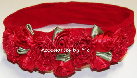 Red Rose Flowers Nylon Headband