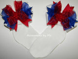 Patriotic Red White Blue Bow Socks 