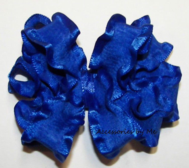 Royal Blue Ruffle Hair Bow 