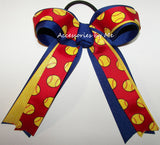 Softball Red Yellow Royal Blue Ponytail Holder