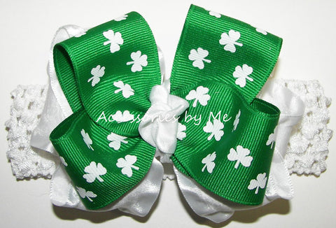 St. Patrick's Day Shamrock Bow Crochet Headband