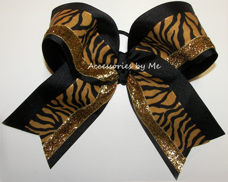 Black Gold Tigers Big Cheer Bow