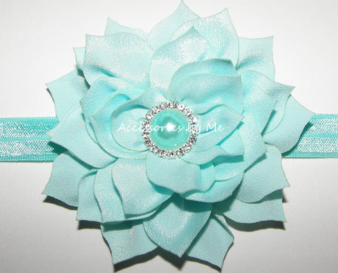 Glitzy Turquoise Flower Headband