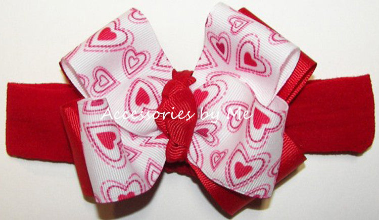 Valentine's Day Red Hearts Bow Headband