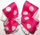 Hot Pink Polka Dot Ruffle Hair Bow