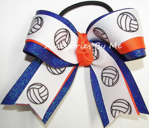 Volleyball Orange Royal Blue Ponytail Bow