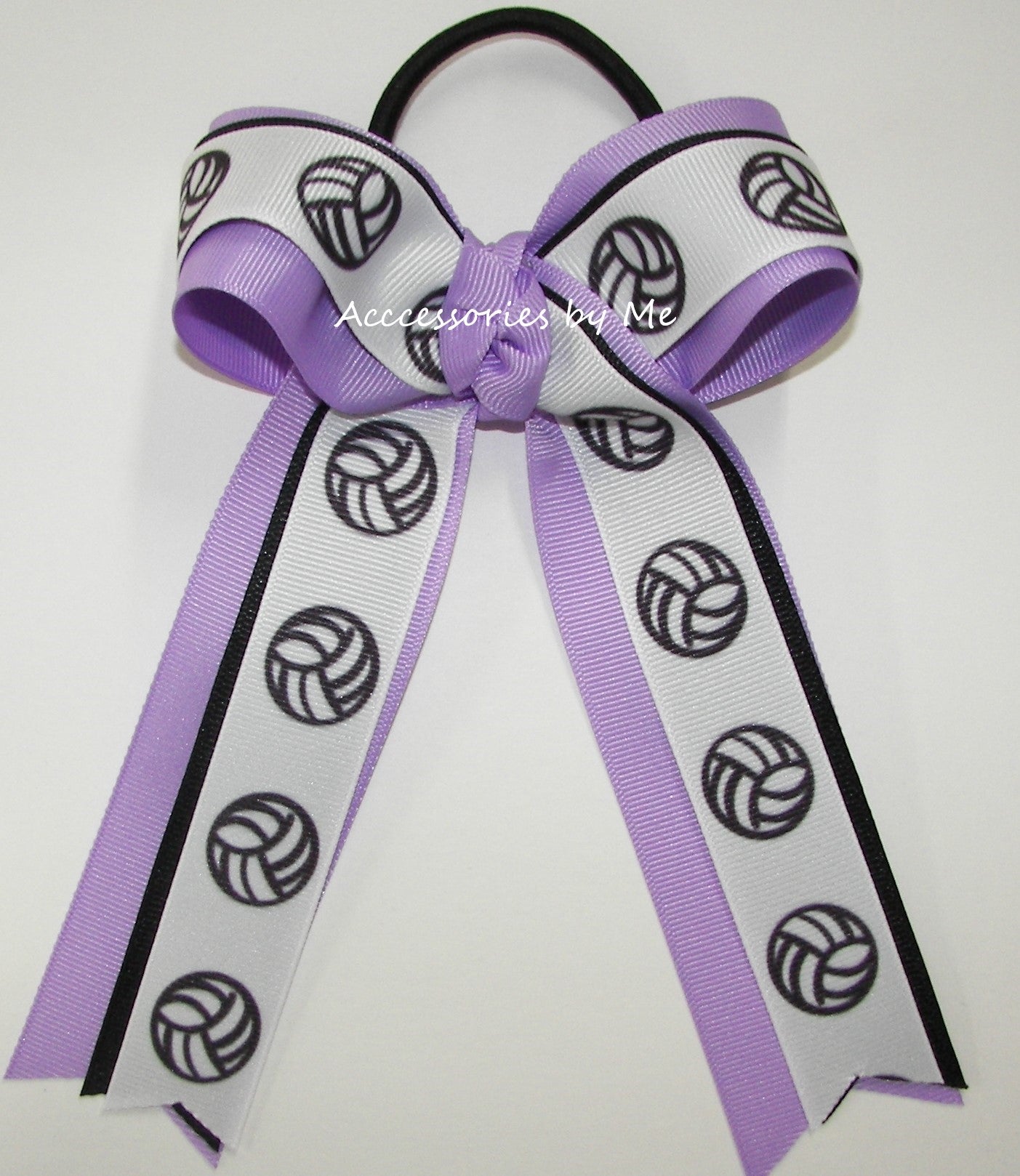 Volleyball Orchid Bow, Volleyball Black Ribbons, Volleyball Purple