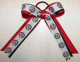 Volleyball Red Black Ponytail Holder Bow