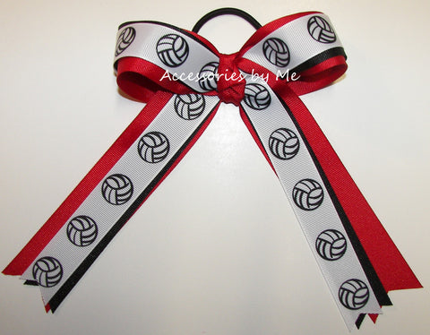 Volleyball Black Red Ponytail Bow