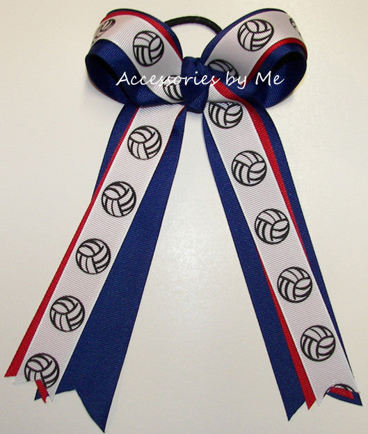 Volleyball Red Royal Blue Ponytail Holder