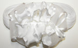 White Organza Ruffle Bow Nylon Headband