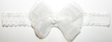 Fancy White Organza Rosette Bow Lace Headband 