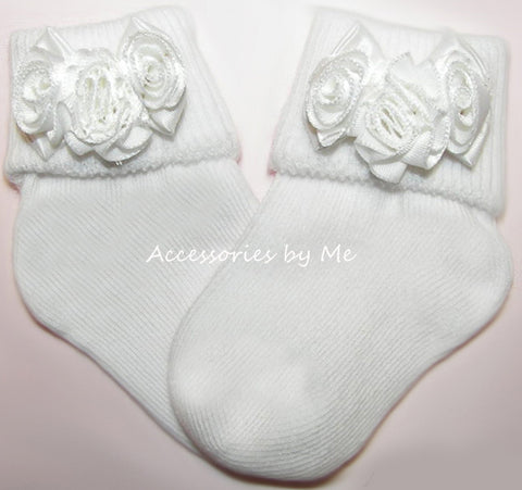 White Rose Flower Socks