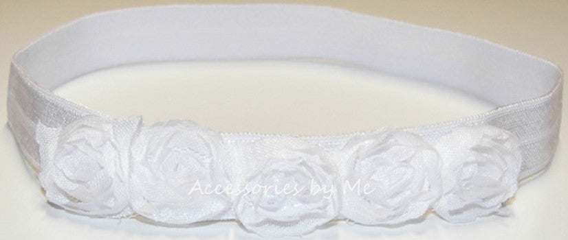 White Rose Flowers Headband